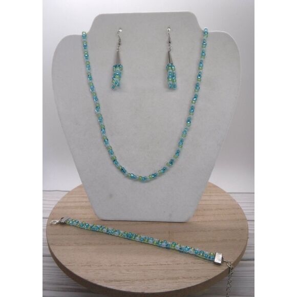 Jewelry - Earrings, Bracelet & Necklace Set Aqua